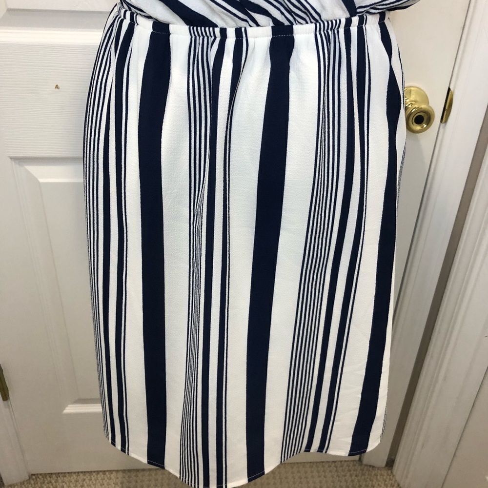 Monteau mini navy blue and white summer sun dress size small - Picture 3 of 12